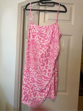 Pink & White Animal Print Slip Dress